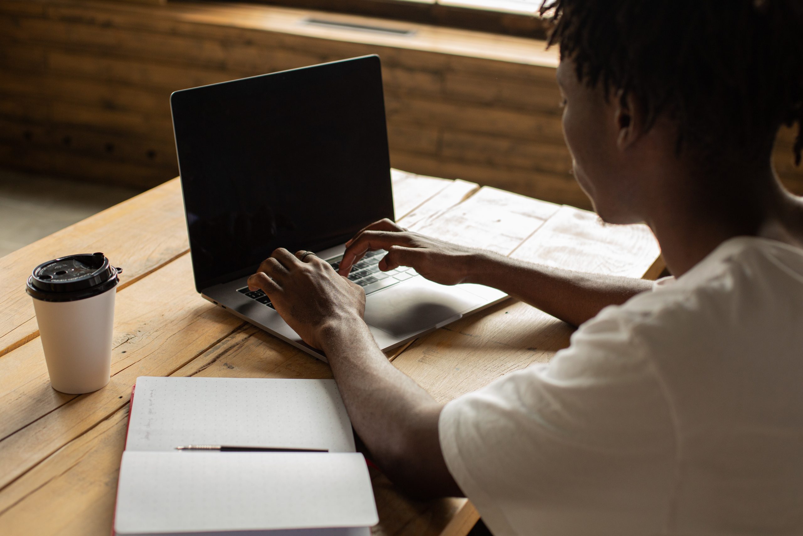 Person working on a laptop